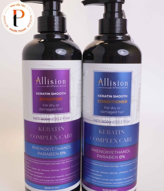 Dầu gội, xả Allision Keratin dành cho tóc khô và hư tổn.