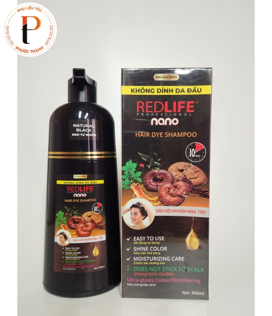 Gội phủ bạc RedLife, chăm sóc dưỡng ẩm, không dính da đầu (Màu Đen)