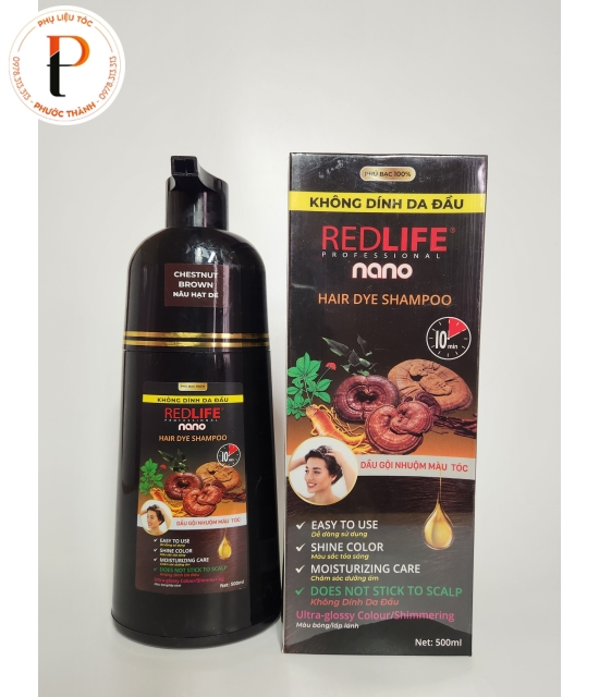 Gội phủ bạc RedLife, chăm sóc dưỡng ẩm, không dính da đầu (Nâu Hạt Dẻ)