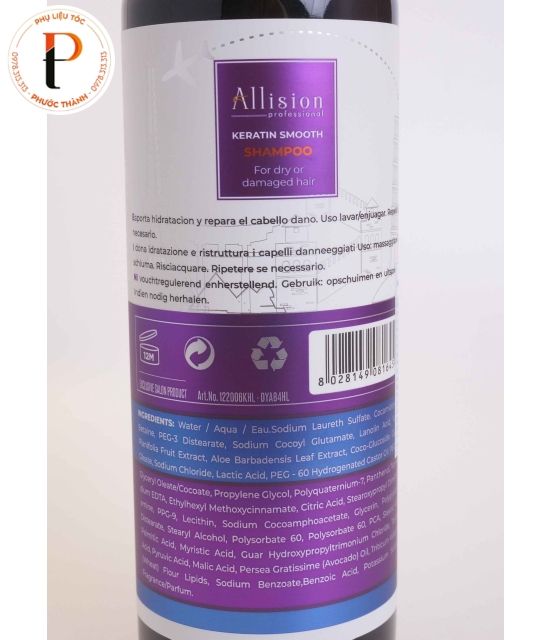 Dầu gội, xả Allision Keratin dành cho tóc khô và hư tổn.