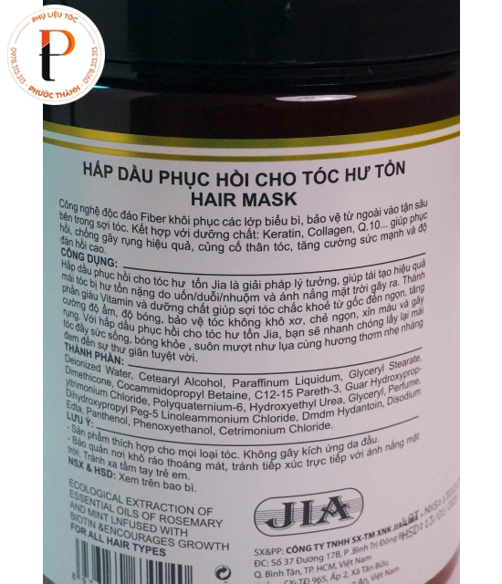 Mặt nạ ủ tóc phục hồi hư tổnJIA Rosemary - Mint oil